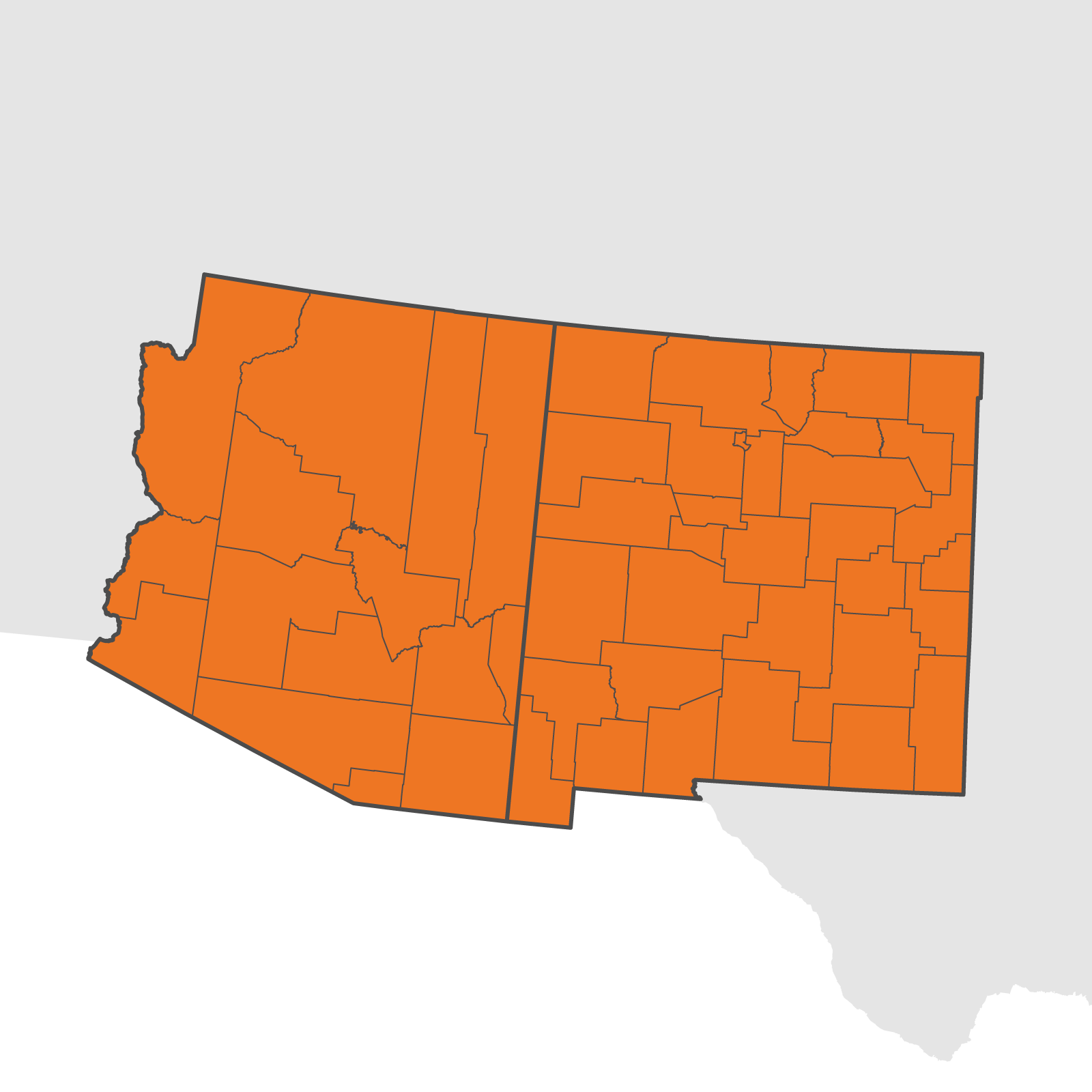 Arizona-New Mexico Chapter Map