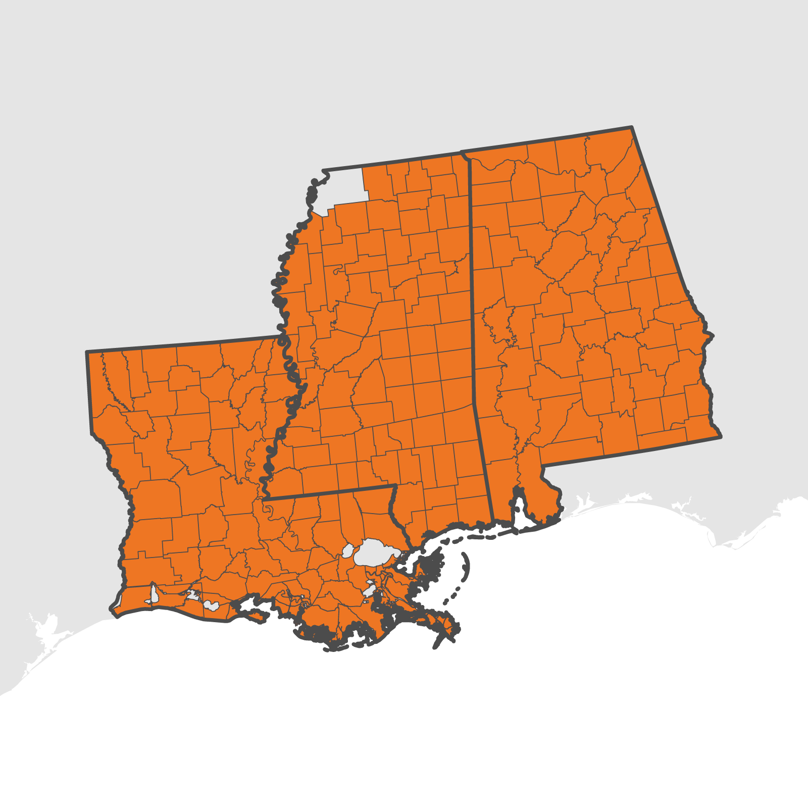 Alabama-Louisiana-Mississippi Chapter Map